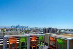 Exterior view of GW apartments on USC grounds, steps from campus