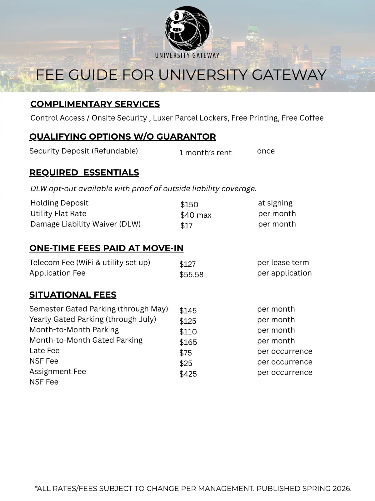 Website Fees University Gateway